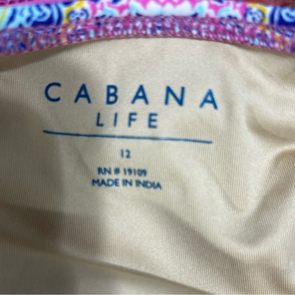 Cabana Life Girls Pink and Blue Paisley One-Piece Tassels Swimsuit 50+ UV Sz 12 - Picture 6 of 10